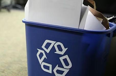 Recycling bin in an office